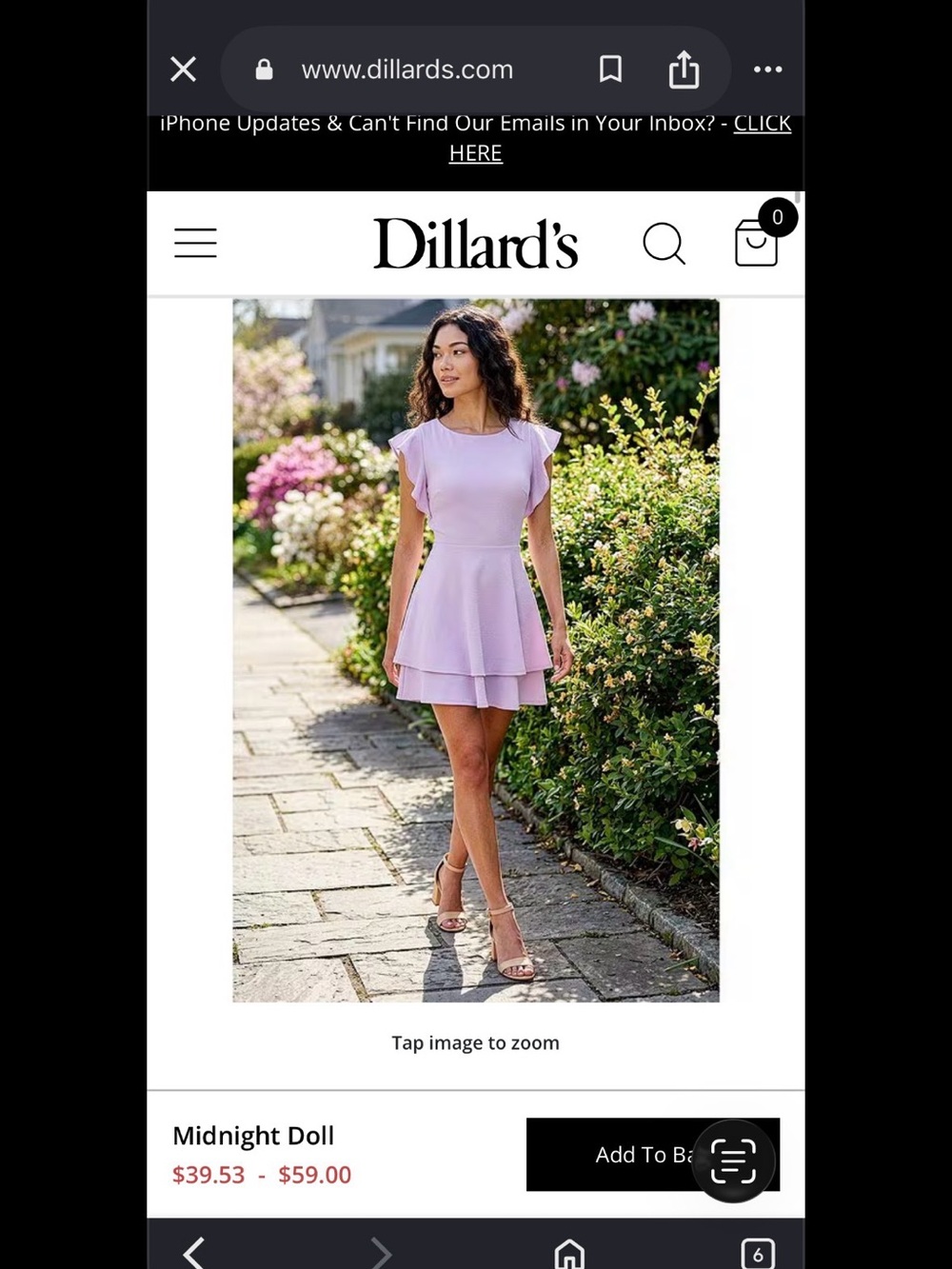 Midnight Doll Lavender Ruffle-Sleeve Tiered Mini Dress